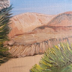 Framed Oil-on-Canvas Board Southwestern Desert Scene Painting Signed Mona 8×10