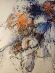 Large Expressionist Abstract Figure Painting Ralph Augsburger 100cm