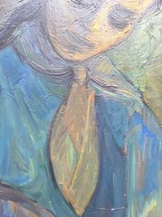 Oil Painting Eliane MEUNIER Portrait Young Woman Playing Guitar