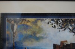 SIGNED FRAMED DOUBLE MATTED DIDIER LOURENCO COLOR PRINT „SUNSET AMONG THE TREES“