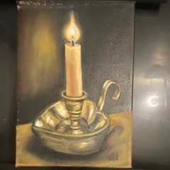 Marie Williams Title: Hope Original Painting Candle Still Life on Canvas