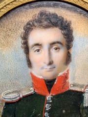 Antique Napoleonic French Officer Portrait Miniature Signed Pasquier Early 19C