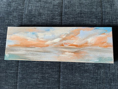 Signed Original Abstract Seascape Sky Clouds Painting on Canvas, Small Unframed
