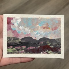 Original Painting Landscape ACEO ATC Artist Card Abstract Acrylic on Paper