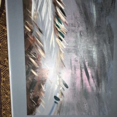 Lee Reynolds Signed Large Abstract Landscape Canvas Painting, Matted & Framed