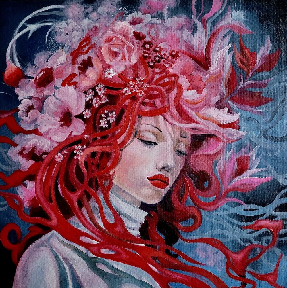 Original Oil/Gallery 1.5 in wrap canvas painting* 18 x 18 in*THE FLOW* signed