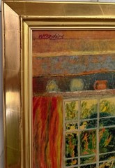 Lilian MacKendrick Interior Piano Painting On Canvas Signed Gilded Frame 45+35”
