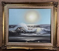 Framed Signed Original Art Senic Beach Scene 25 X 21 Inches