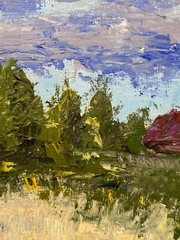 Gorgeous Oil painting on Canvas. Landscape With Church. Original. Impressionism