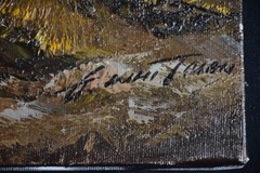 G.WHITMAN SUNSET RIVER LANDSCAPE ORIGINAL OIL ON CANVAS PAINTING,16″x20″unframed