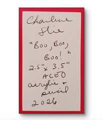 ACEO Original Three Ghosts Minimalist Acrylic & Pencil by Charlene Slie