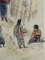 Russian American Woodstock NY Artist Eugenie Gershoy Signed W/C. Village Scene