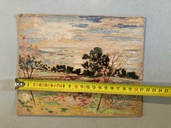 Belle Oil Painting Landscape On Panel Cardboard 1950 Impressionist Pointillism