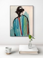 Original Abstract Expressionism 8×10 Man in a Hat Handmade Signed Fine Art 199