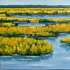 Original Oil Painting Marsh Swamp Scene Nature Painting Wall Art Home Decor