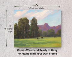 Jeff Love Art 8X10″ Original Oil Painting Cows Field Meadow Mountains Landscape