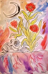 Outsider art „Some grow Young, some grow Cold“ 11×17 watercolor Mohler