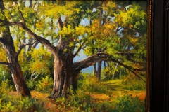 Vintage Tree in the Woods Painting, Acrylic on Board, Nicely Framed