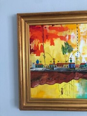 Original painting: Cojimar, remembering his ancestors, Framed 34″ x 42″