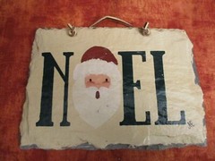 Unique Hand Painted NOEL Christmas Santa Rock 7″ x 5″ Leather Strap for Hanging