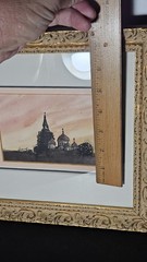 Original Watercolor Professional Artist Framed „Church At Sunset“ Bethlehem PA
