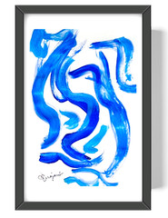 Guajardo Art: Blue Water Swirls 9X6 Paper Abstract Neo Expressionism