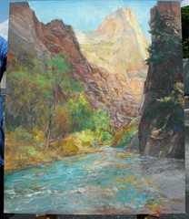 Oil on Canvas Grand Canyon River Landscape & Book by Arizona Artist Arline Tinus