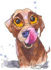 Original Watercolor Art Print – Dog, Chocolate Labrador – Open Edition 8×6”