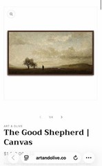 „The Good Shepherd“ Framed Canvas Painting Realism Landscape 30in x 60 in