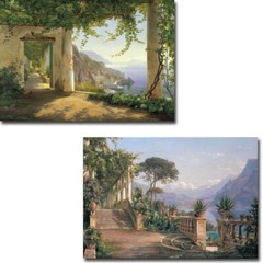 View to Amalfi Coast & Lodge at Lake Como 2-pc Canvas Art Set (12 x 16 in each)