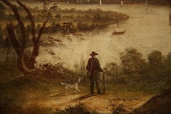 19th Century Beautiful Landscape with Explorer Civilization with Dog