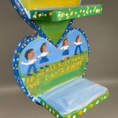 Sam The Dot Man McMillan Folk Art Original Hand Painted Heart Shelf SIGNED, NC
