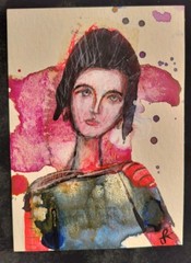 ACEO Original Painting Surreal Portrait Illustration Expression Jess Russell