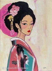 Pink Geisha Portrait Original Acrylic Painting 11×14 Signed Canvas Art