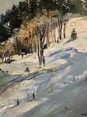 René FADIER (XX) View Of Mountains In Jougne Burgundy Switzerland Lausanne