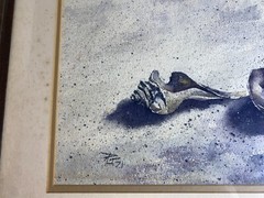 R.T 1971 „Still Life With Sea Shells Scene“ Mixed Media Painting – Signed/Framed