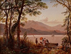 Oil painting people landscape Afternoon-Boating-on-Lake-George-Granville-Perkins