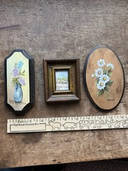 Vintage Set of 3 Hand-painted Original Art Works by Hope Culver