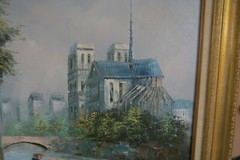 Vintage Signed Henry Rogers Oil Canvas Painting 20″x24″ Framed Notre Dame Paris