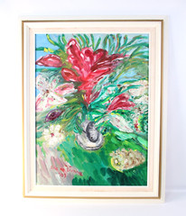 Eric de Vienne Flowers With Shell Oil Painting On Canvas Signed 03