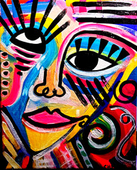 Original Abstract Face Painting 8×10 CANVAS Contemporary Art CARMEN HYLTON