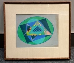 John F. Schou (1943-2019) San Francisco, Vintage Gouache Painting Dated 1969