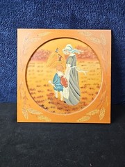 DM Hamman 1981 Signed Outsider FOLK ART PAINTING Wood Family Working Field 13″