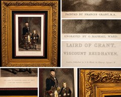 MONUMENTAL Antique Scottish Highland Portrait Gilt Frame Signed Portrait Decor