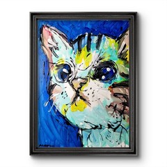 Original Abstract Expressionist Cat Canvas 16×12 Colorful Modern Fine Art