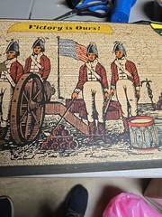 Vtg George Nathan Colonial Scene Soldiers P90 Silkscreening Painting