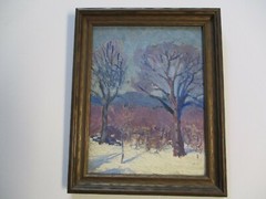 SMALL GEM SIGNED MW ANTIQUE AMERICAN IMPRESSIONIST PAINTING LANDSCAPE 1910’S OLD