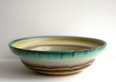 Hildegard Delius Bowl Hand Painted Neuhaldensleben around 1930 Barrel Glaze Colourful