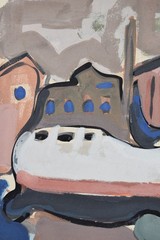 Gerhard Gerd Thelen 1920-1997 Oldenburg / Gouache 1954 Ships Port Shipyard
