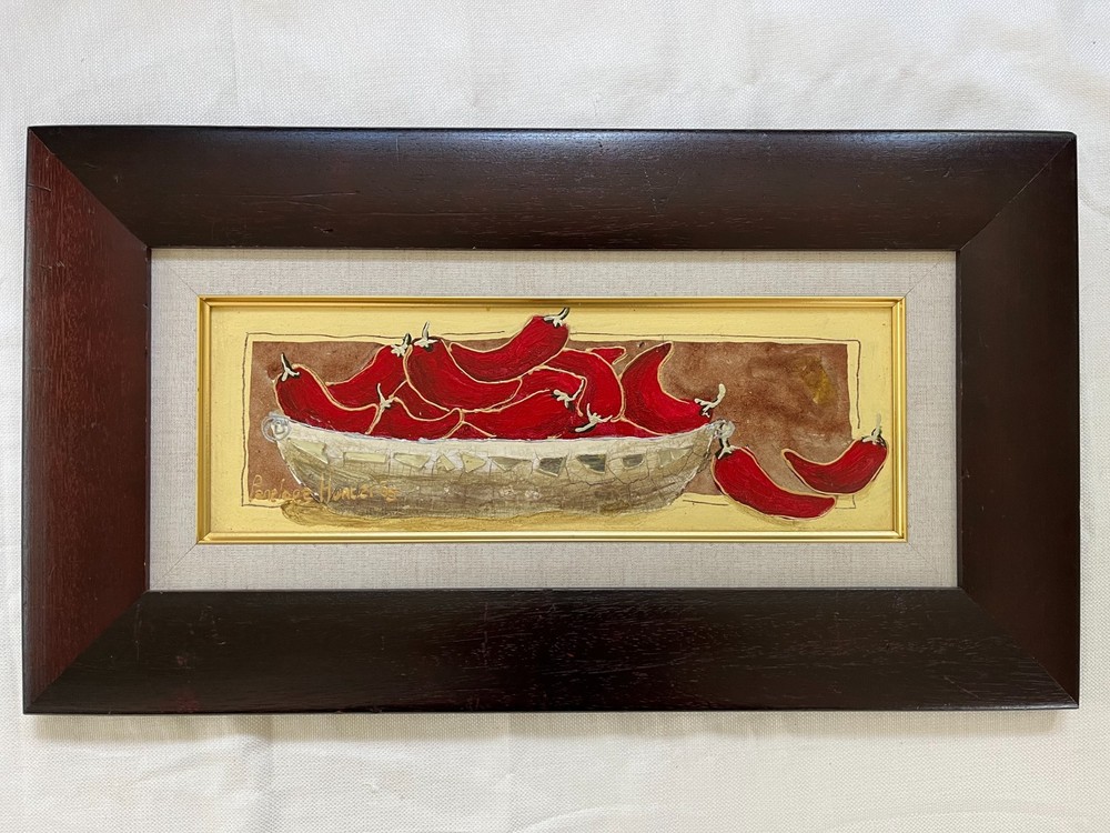 Original Penelope Hunter oil painting still life red pepper signed framed 2005